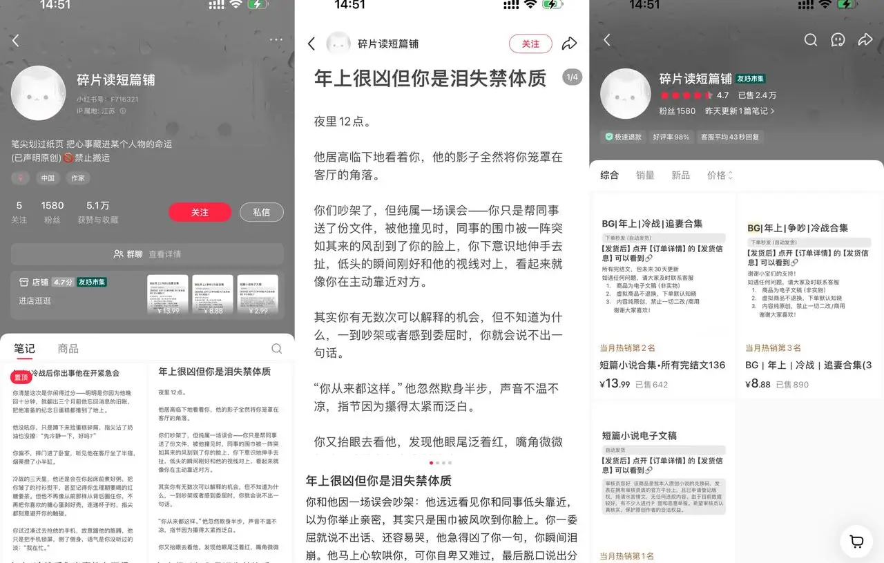 @碎片读短篇铺 5.1 万赞藏——短篇小说虚拟商品头部卖家的完整变现路径